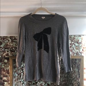 Jcrew merino wool sweater in light grey 3/4 sleeve